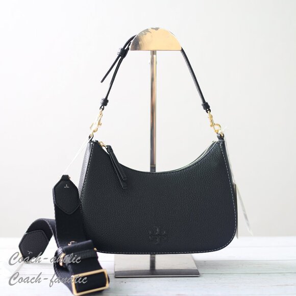 NWT Tory Burch Thea Convertible Leather Crossbody in Black - Picture 1 of 13